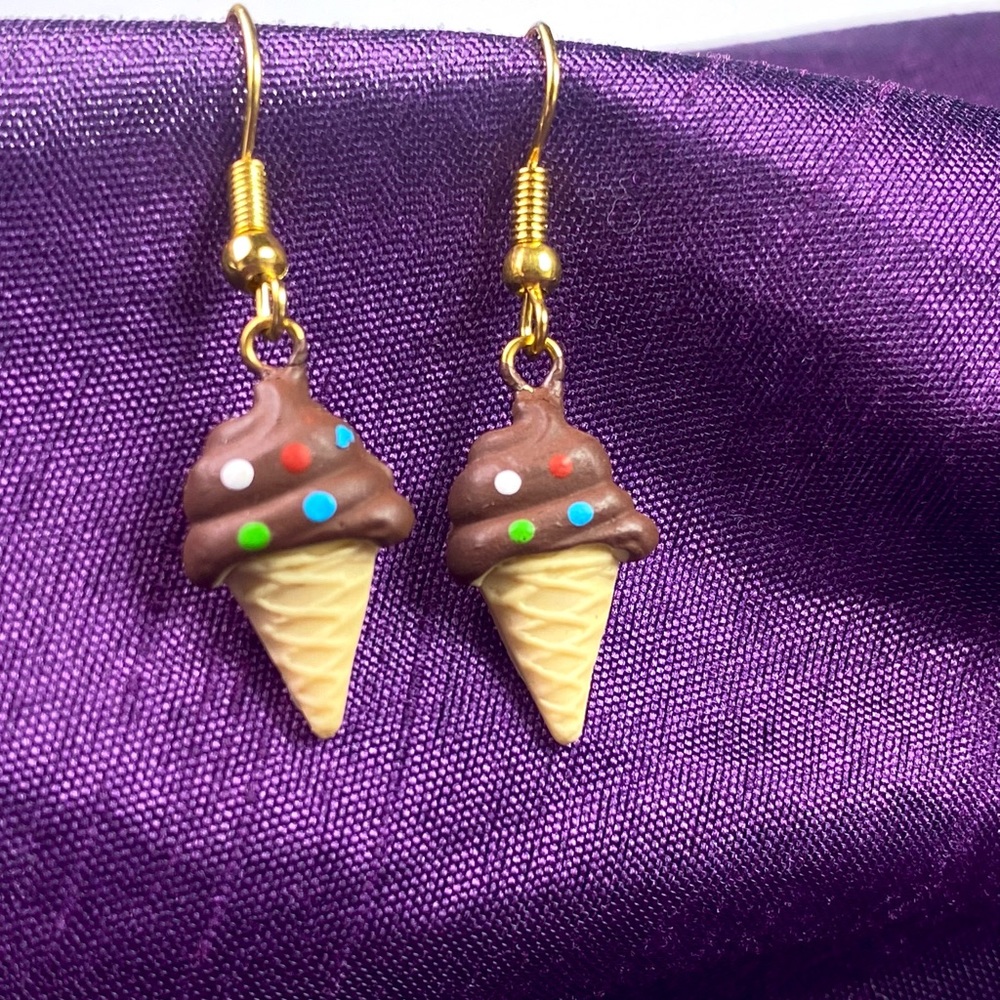 Chocolate Ice Cream Cone EARRINGS